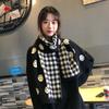 Smiley Face Scarf Female Winter Cute Girl New Korean Version Versatile Tide Student Knitted Wool Warm Plaid Scarf
