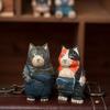 Wooden Cat Sculpture Creative Home Office Desk Ornament For Gifts And Decor