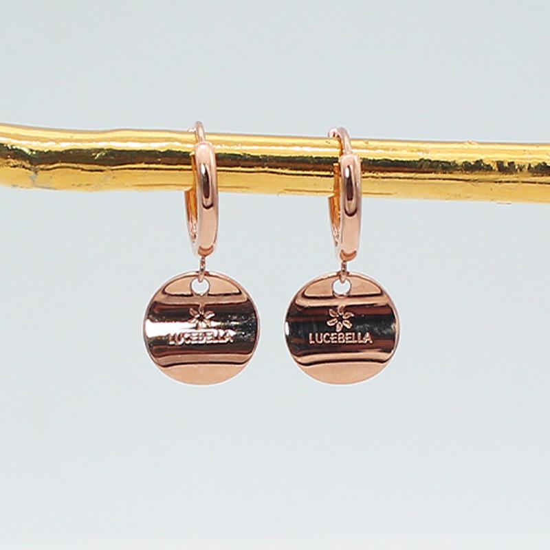 Фиолетовые Золотые Блестящие Круглые Серьги Бренда Покрытые Розовым Золотом Модные Серьги-Застежки