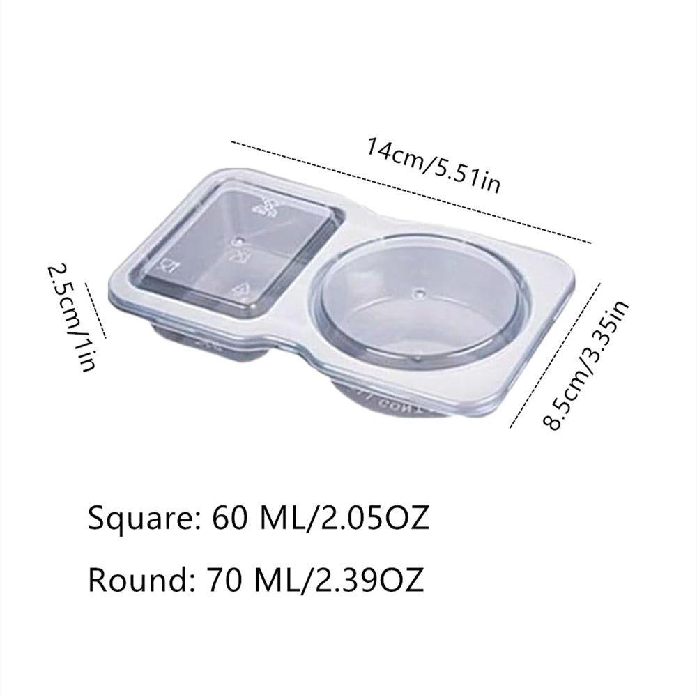 Plastic Double Compartment Condiment Container Transparent 14*8*2.5cm Double Condiment Containers with Lids Snack Container