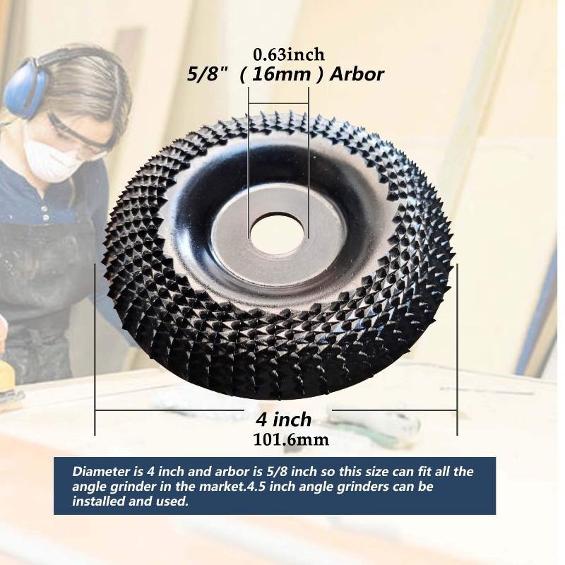 1PC Grinder Wheel Disc 4 Inch Wood Shaping Wheel Wood Grinding Shaping Disk for Angle Grinders with 5/8" Arbor