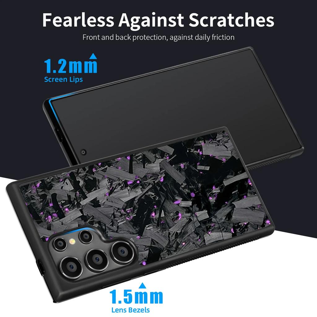 Luxury Carbon Fiber Texture MagSafe Case For Samsung Galaxy S25 S24 S23 S22 Plus Ultra Alloy Lens Shockproof Cover