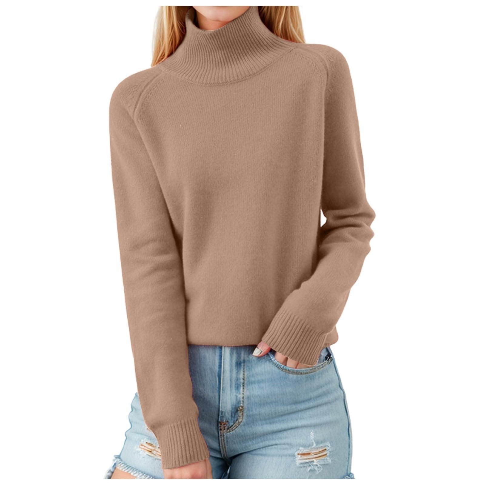 

Women s Pullover Long Sleeve Knitted Casual Loose Plain Tops Stand-Up Collar Long Sleeve Winter Casual Sweatshirt Casual Turtleneck Sweater M