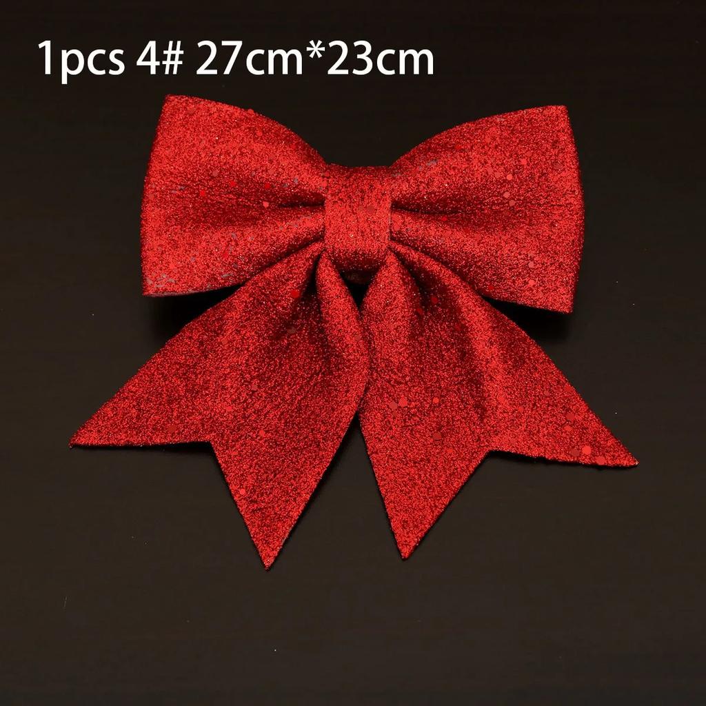 1/2Pcs Christmas Bows Hanging Decorations For Christmas Tree Diy Gold Silver Red Bowknot Pendant For Xmas Wreath New Year