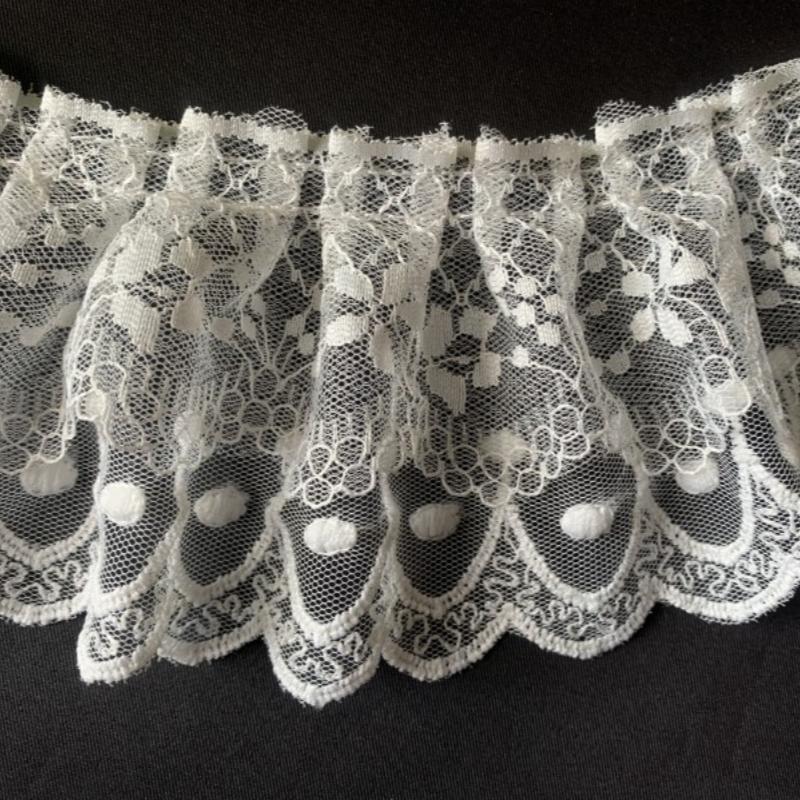High Quality Double Cotton Thread Embroidery Pleated Tulle Lace DIY Dress Skirt Underwear Cuff Curtain Hem Sewing Decoration