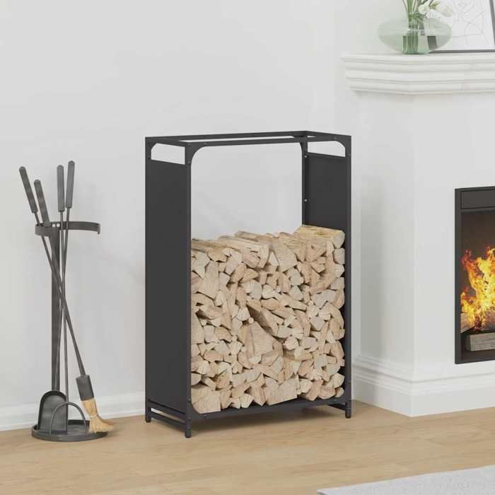 VidaXL Firewood Rack Black 60x28x90 Cm Cold-Rolled Steel, Fireplace Log Holder, Log Holder, 864211