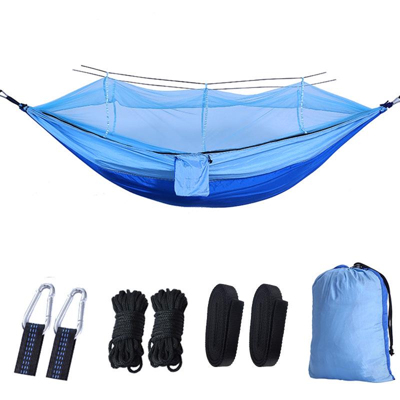 Single & Double Quick-Open Camping Hammock with Mosquito Net - Anti-Roll, Parachute Cloth, Outdoor Use