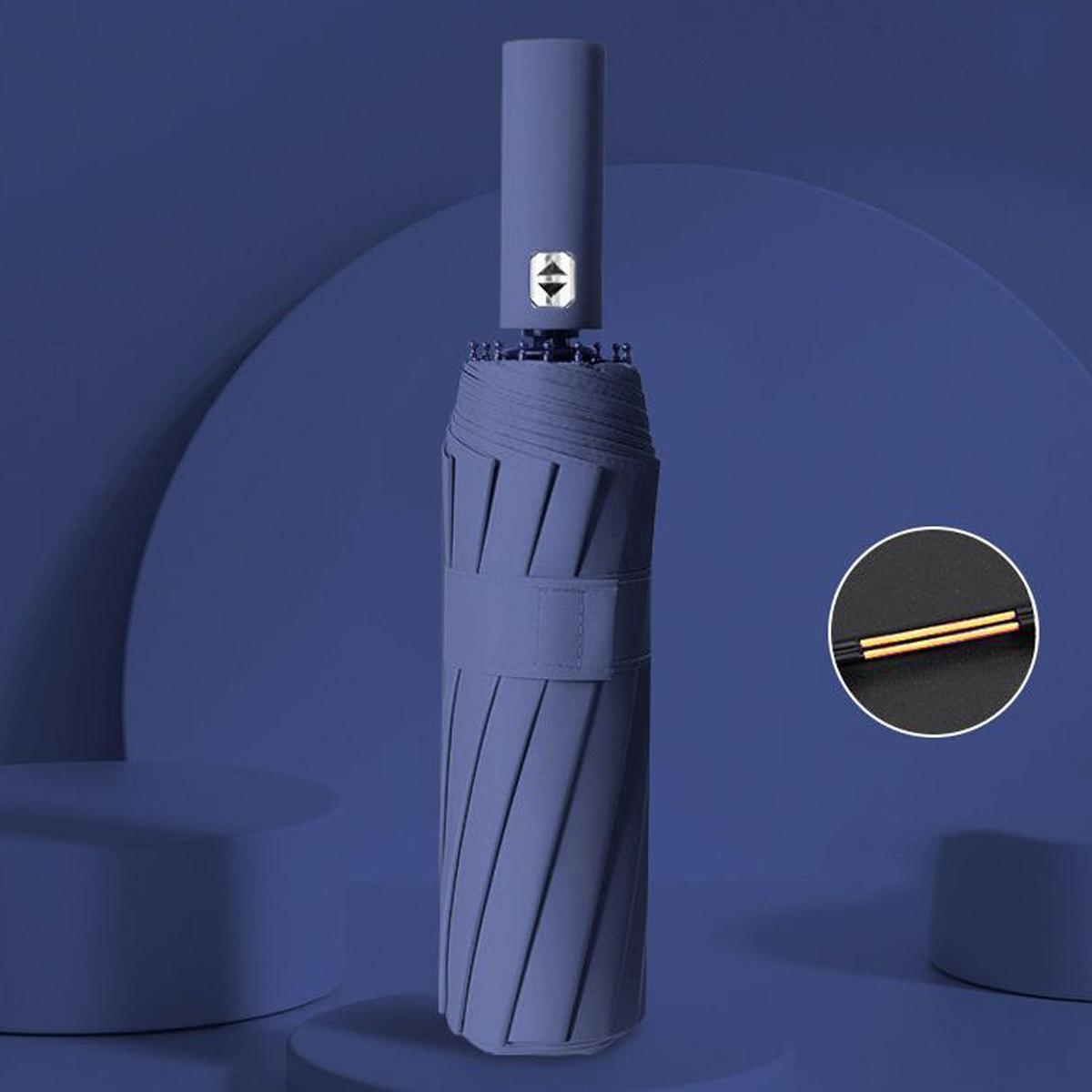 

Супер Высокое Качество Зонт Двойной Прочный Зонт Ветрозащитный и Солнцезащитный для Мужчин и Женщин Солнце 3 Складной Модный Бизнес Зонт синий