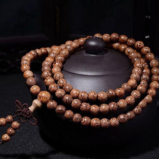 Women Men 8mm Wooden Bead Buddhist Prayer Mala Necklace Bracelet Gift Jewelry