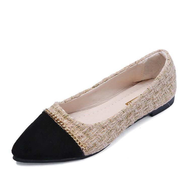 

Одиночная обувь женская новая корейская версия острый носок маленький ароматный ветер легкий рот плоские каблуки модная клетчатая расцветка модная обувь 40 абрикосовый