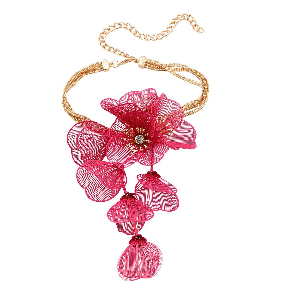 Элегантное цветочное свадебное колье - Роскошный длинный цветочный дизайн для свадеб розы красного