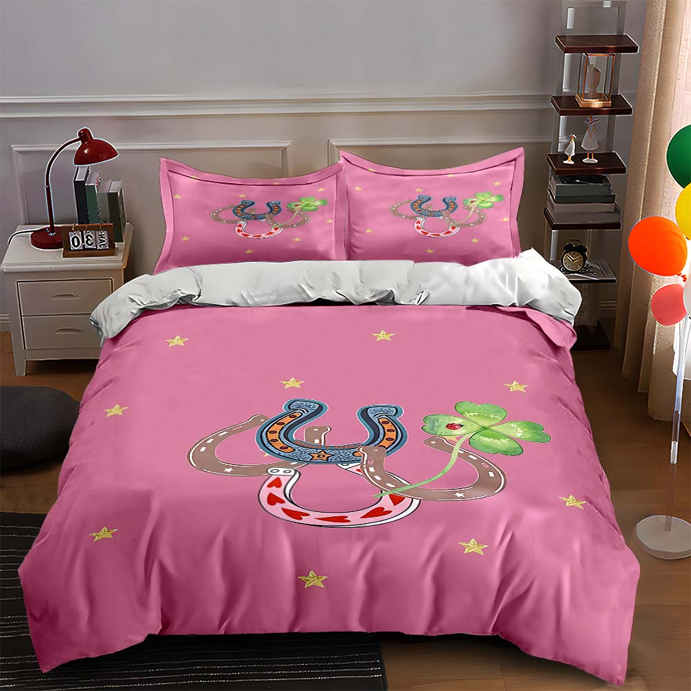 

Horseshoe, clover, stars. Bedding Duvet cover sets Duvet covers Pillowcases gifts (1 * Duvet Cover 2 * Pillowcases, without duvet insert) 135x200cm