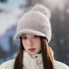 Hat Women's Autumn and Winter Warm Plush Wool Hat Winter Cycling Cold Protection Ear Protection Duck Tongue Knitted Hat