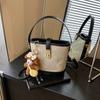 Retro casual texture contrasting color bucket bag 2025 autumn and winter new fashionable versatile simple portable shoulder messenger bag