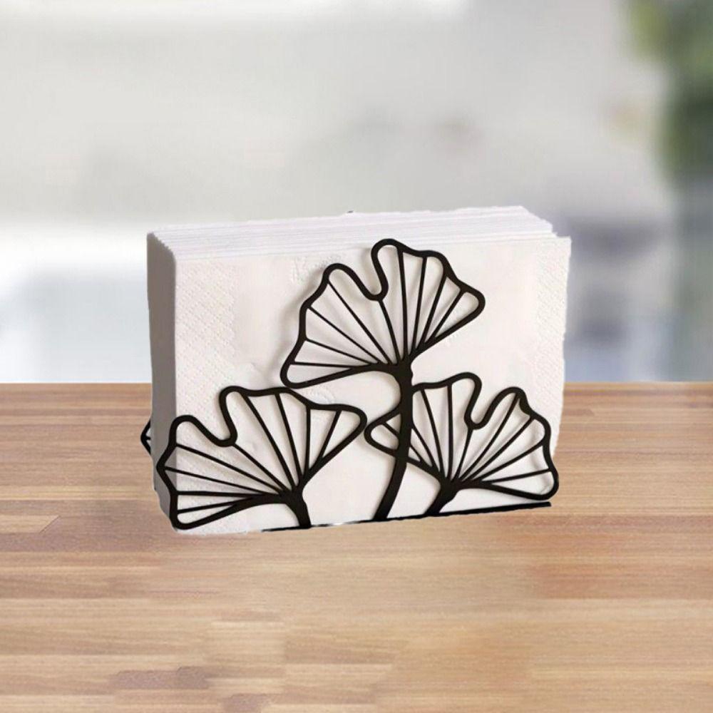 Simple Metal Tissue Holder Modern Iron Tissue Rack Ginkgo Leaf Napkin Holder  Kitchen Accessory