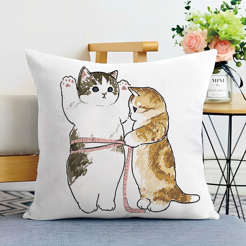 Cartoon Katze Druck Dekorative Kissenhülle Schlafzimmer Wohnzimmer Quadratische Kissenhülle