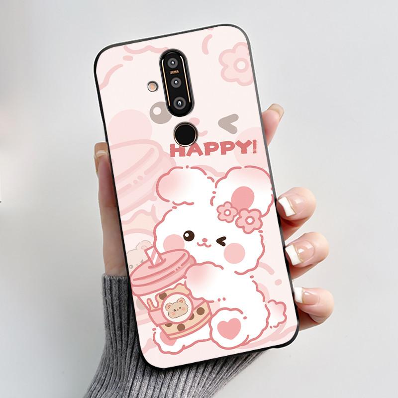 Case For Nokia 8.1 Plus/Nokia X71 Phone Casing Vast Grasslands With Beautiful WildFlowers Pattern Soft Black Anti-Scratch Case