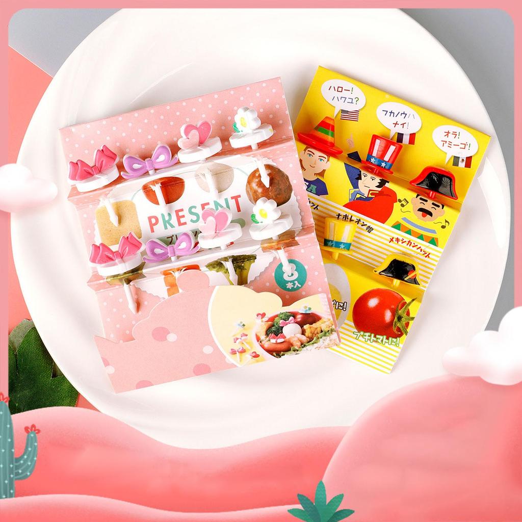 Plastic Fruit Forks Cute Mini Bento Signs Plastic Bento Decorations Fruit Dessert Forks Plastic Material 2 Styles Choose