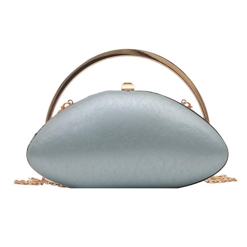 Designer Shell Shape Clutch Bag with Metallic Closure Chain Dinner Purse Women Evening Party Leather Shoulder Crossbody Handbags