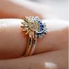 New Women's Ring Sun and Moon Stackable Copper Material Fashion Couple Ring Inlaid with Zircon Casual Luxury Shooting