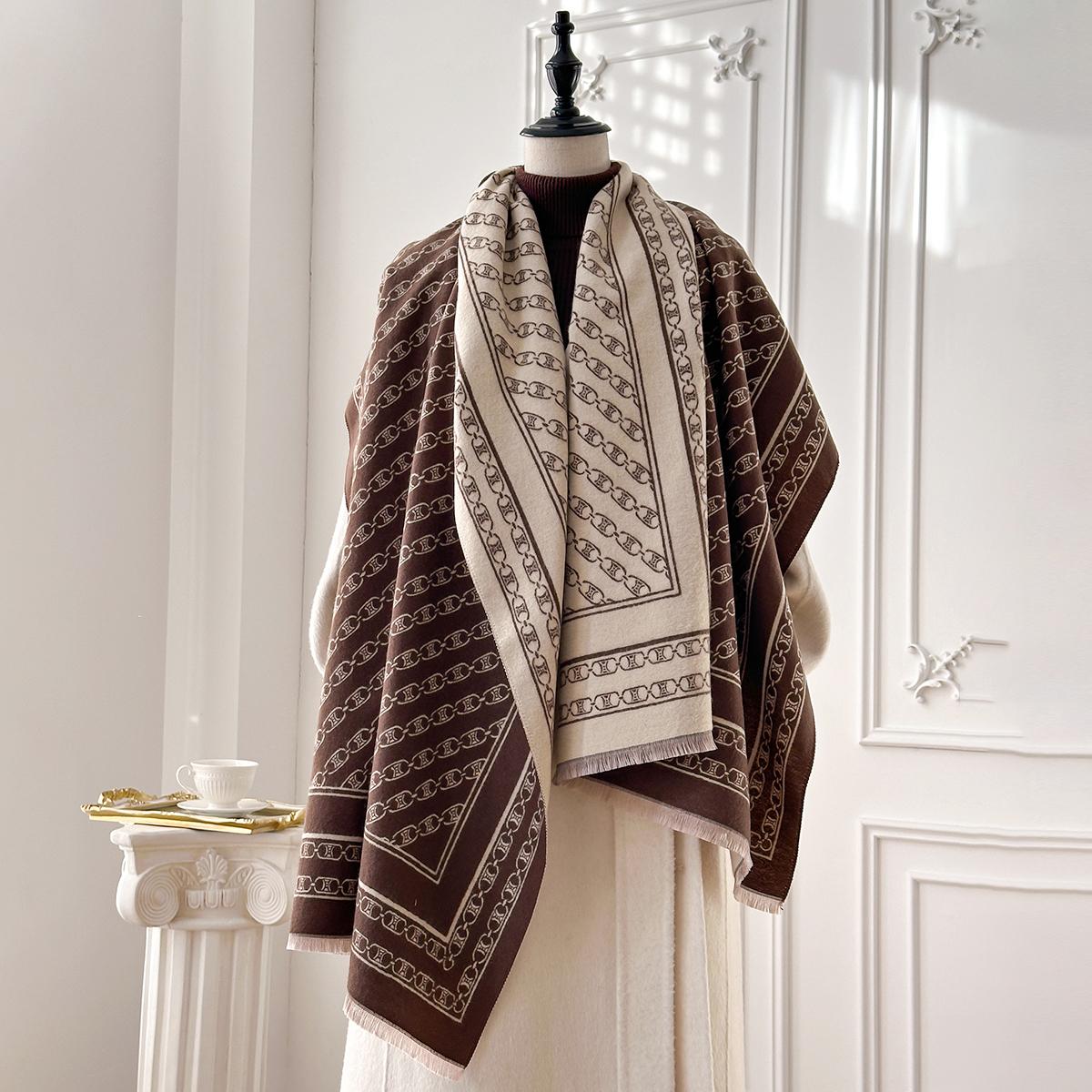 

Women S Winter Fashion Faux Cashmere Scarf Vintage Floral Print With Tassels Thick Warm Shawl Trendy Wrap For Cold Weather