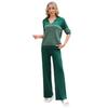 Color Block Knit Top & High-Waisted Wide-Leg Pants Two-Piece Set