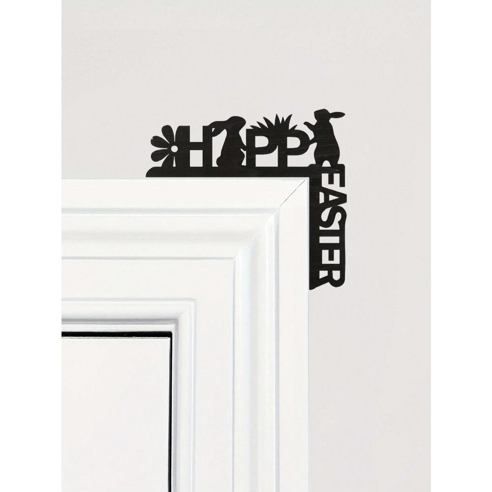 Easter Bunny On Bicycle Wooden Door Frame Decoration, Black - Suitable For Door And Window Corners, 5 Styles Available, 1 Pc
