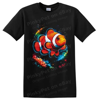 Clownfish T Shirt Colorful Tropical Coral Reef Ocean Fish Graphic Tee Gift Art