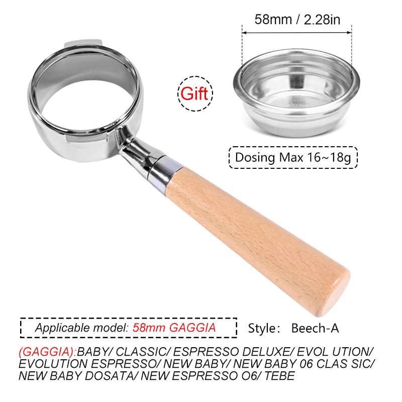 

58MM Coffee Bottomless Portafilter For GAGGIA Classic Pro Naked Filter Basket Barista Handle Accessories Espresso Machine Tools