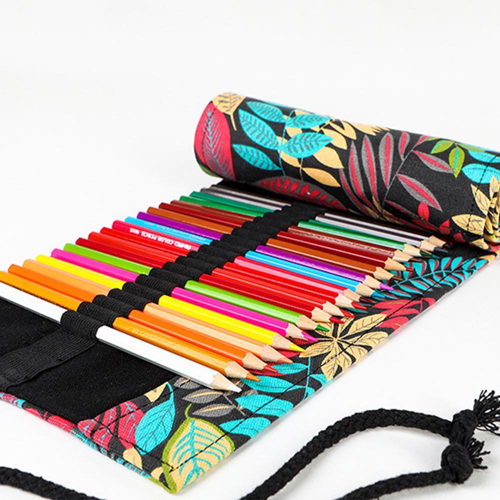 12/24/36/48/72 Hål Färgglad tyg Pennfodral Brevpapper Kosmetisk penna förvaringsväska Pennrulle Skolmaterial