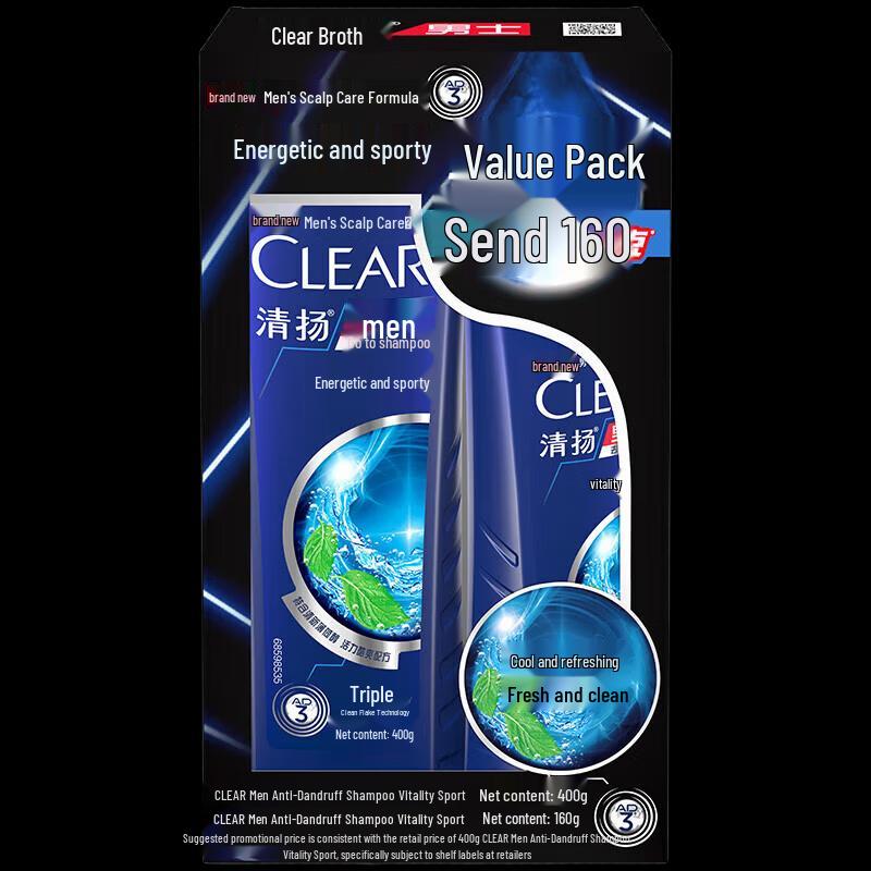 Clear Men Anti-Dandruff Shampoo, Energetic Sports Mint