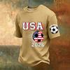 Men's V-Neck Printed Short Sleeve T-Shirt, Lightweight Breathable Casual Summer Top