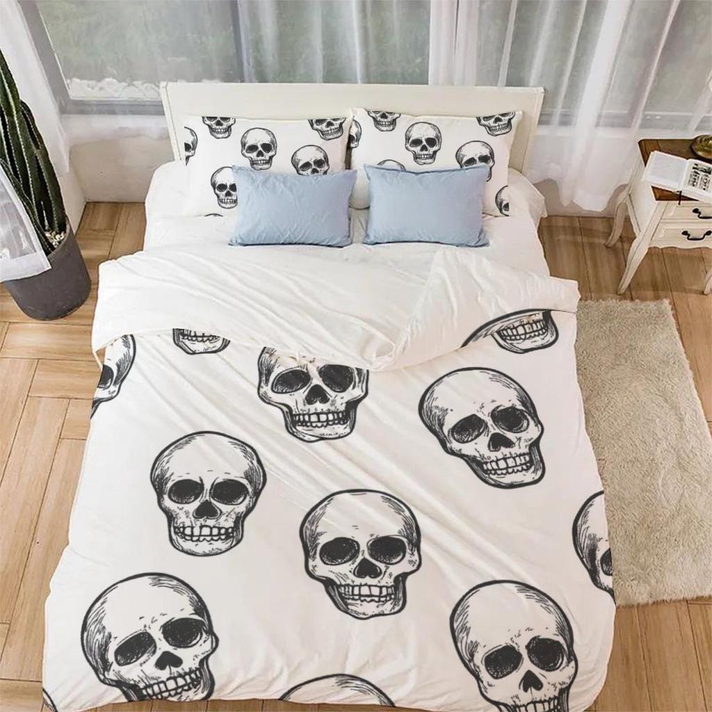 Skull Comforter Covers Printed Duvet Cover Bedding Set Suitable Children'S Kids And Adults Warm Soft Breathable And Comfortable