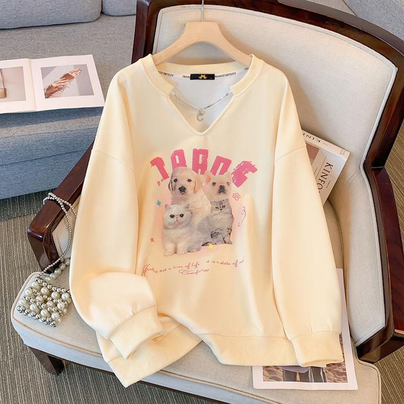 

Женский свитшот больших размеров, весенне-осенний сладкий топ с длинными рукавами 6XL абрикосовый