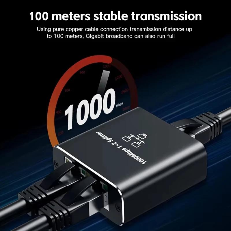 Network Cable Splitter With One To Two Simultaneous Internet Access, Rj45 Splitter With One To Two Switch, Ethernet Port Gigabit