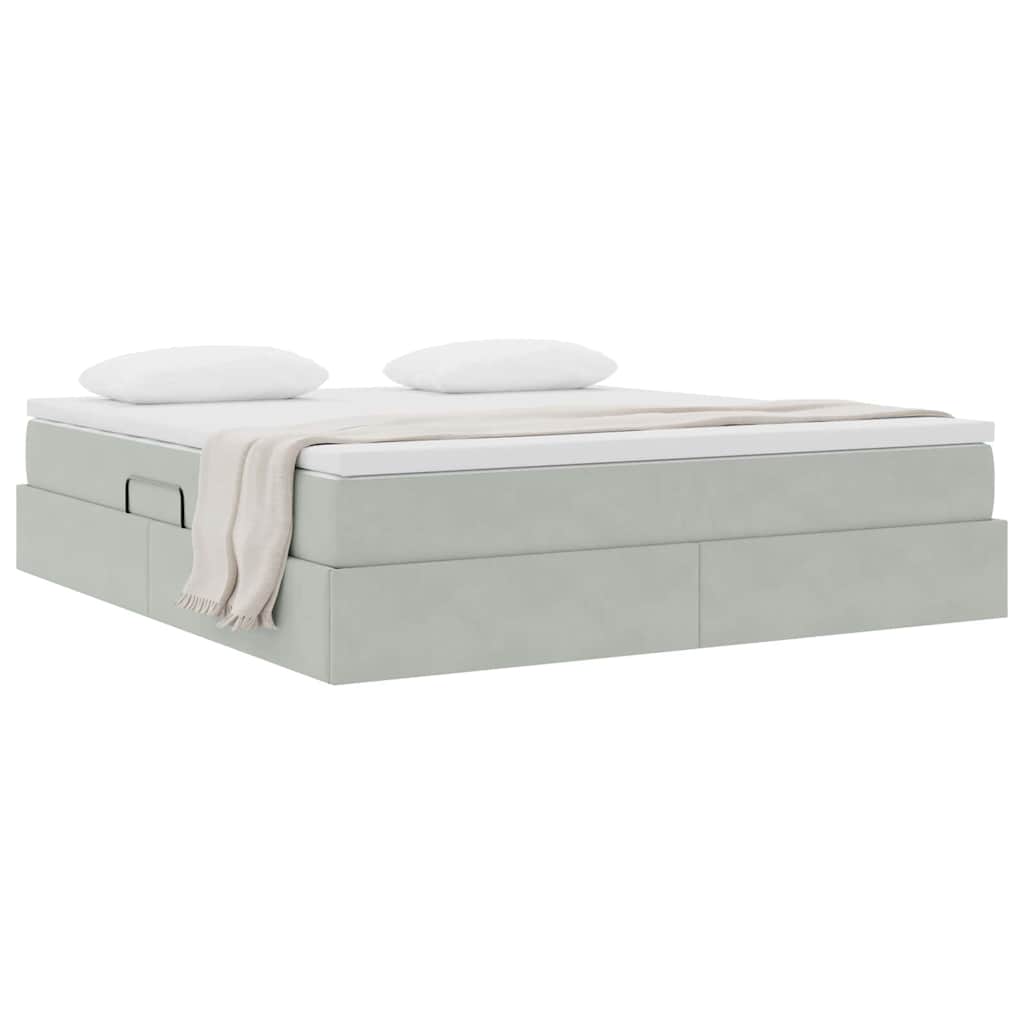 Storage Bed with Mattress Light Grey 160 x 200 cm Velvet