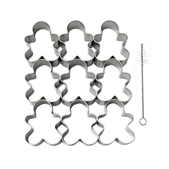 Gingerbread Man Cookie Cutters 9 Cavity Stainless Steel Baking Mold for Biscuits And Fondant Easy to Clean Baking Tool for Home Baking And Festive