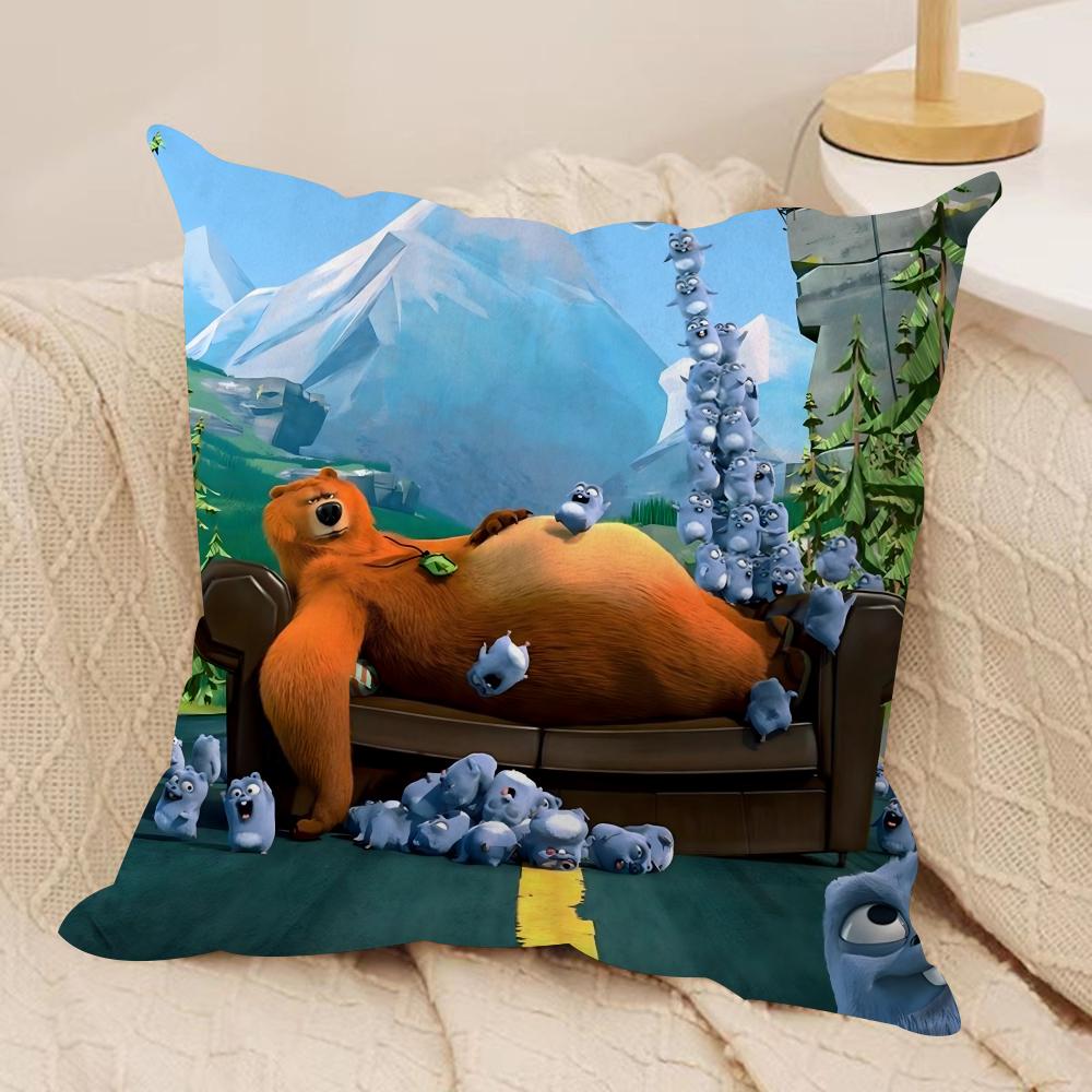 Federa Cuscino G-Grizzly e L-Lemming Peluche Corto Setoso Stampata su Entrambi i Lati Federa per Cuscino per Divano Tutte le Stagioni Decorazione Casa Regalo