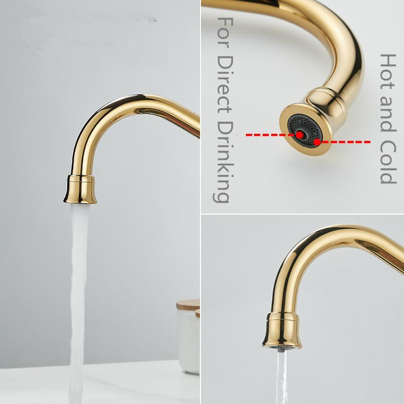 Tuqiu Gold Basin Faucet with Direct Driking Black Sink Tap Antique Water Tap Hot  Cold Mitigeur Salle De Basin Mixer Faucet