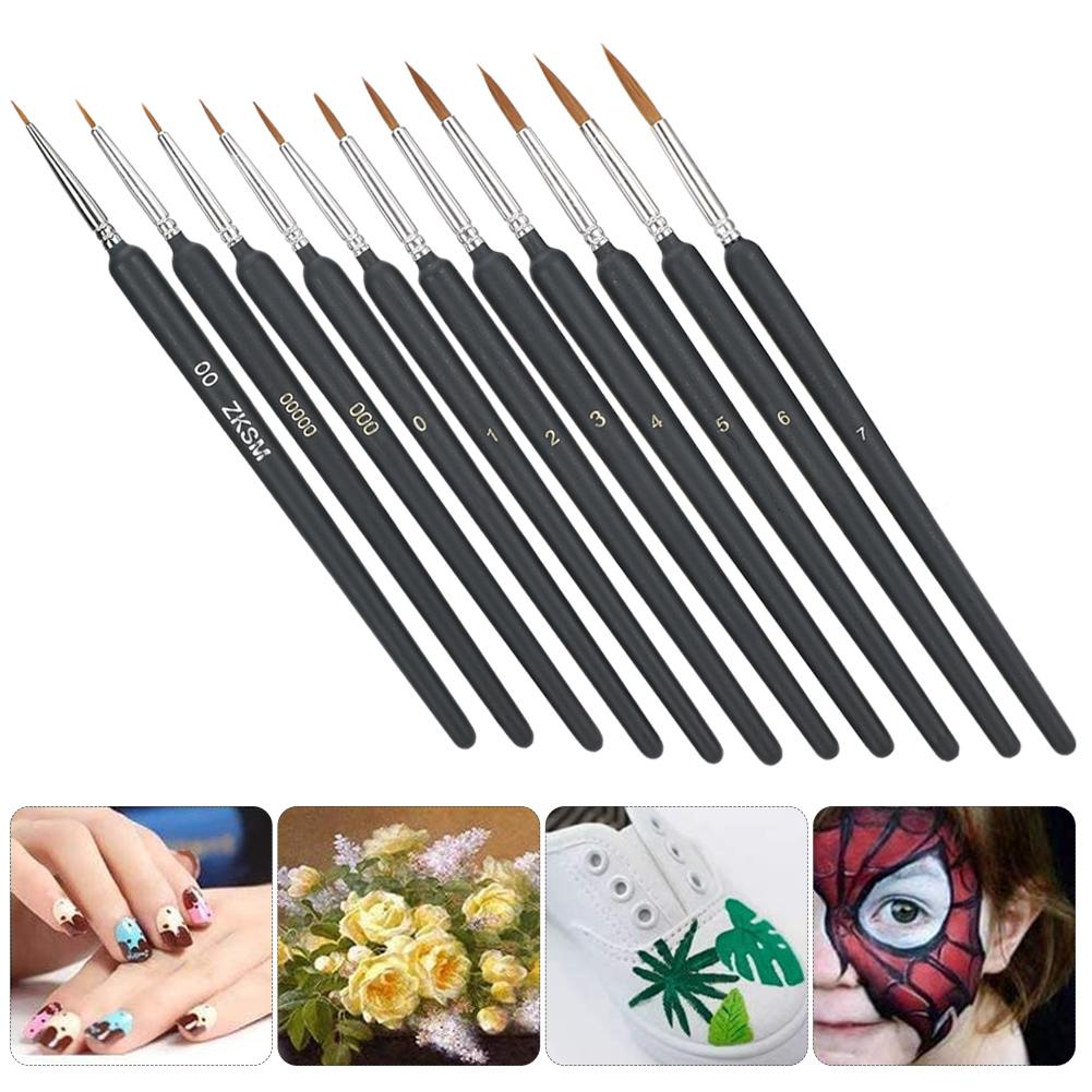 11pcs Painting Brush Weasel Hair Stroke Edge Drawing Tool Art Supplies for Watercolor Gouache Oil