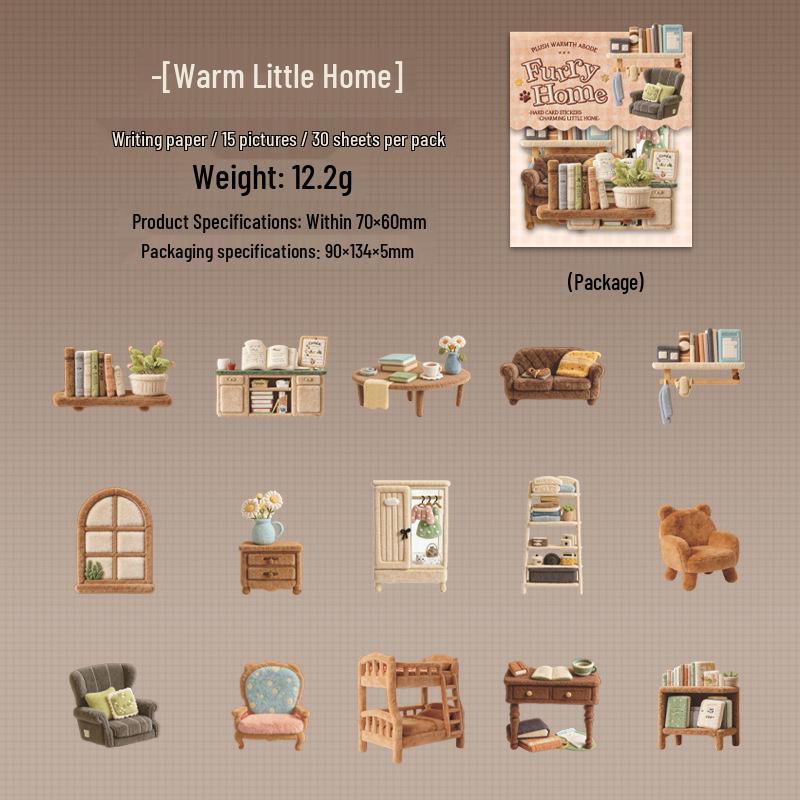 Ketchup Girl Sticker Pack: Faux Fur Plush House Series with 6 Designs and 30 Sheets