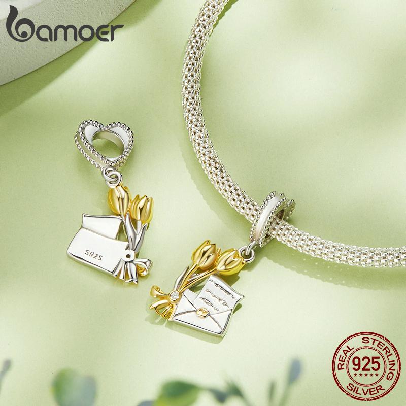 Mărgele din argint 925 BAMOER Seria aurie Brelocuri în formă de umbrelă se potrivesc cu brățara originală din argint, bijuterii pentru femei DIY