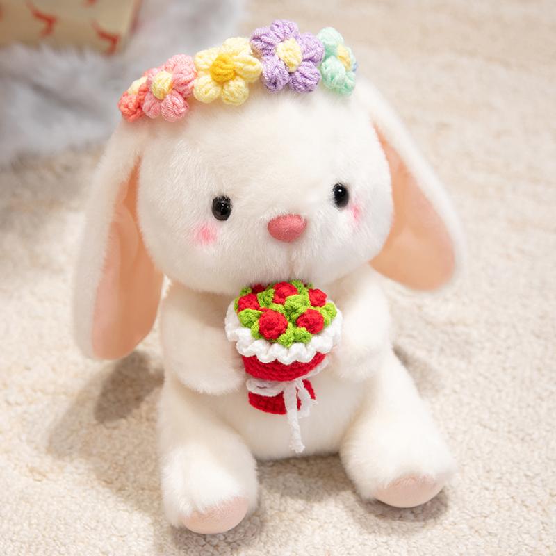 Spring Flower Wreath Cute Rabbit Doll Easter Colorful Egg Bunny Animal Stuffed Plush Toys Happy Easter Party Decor For Home