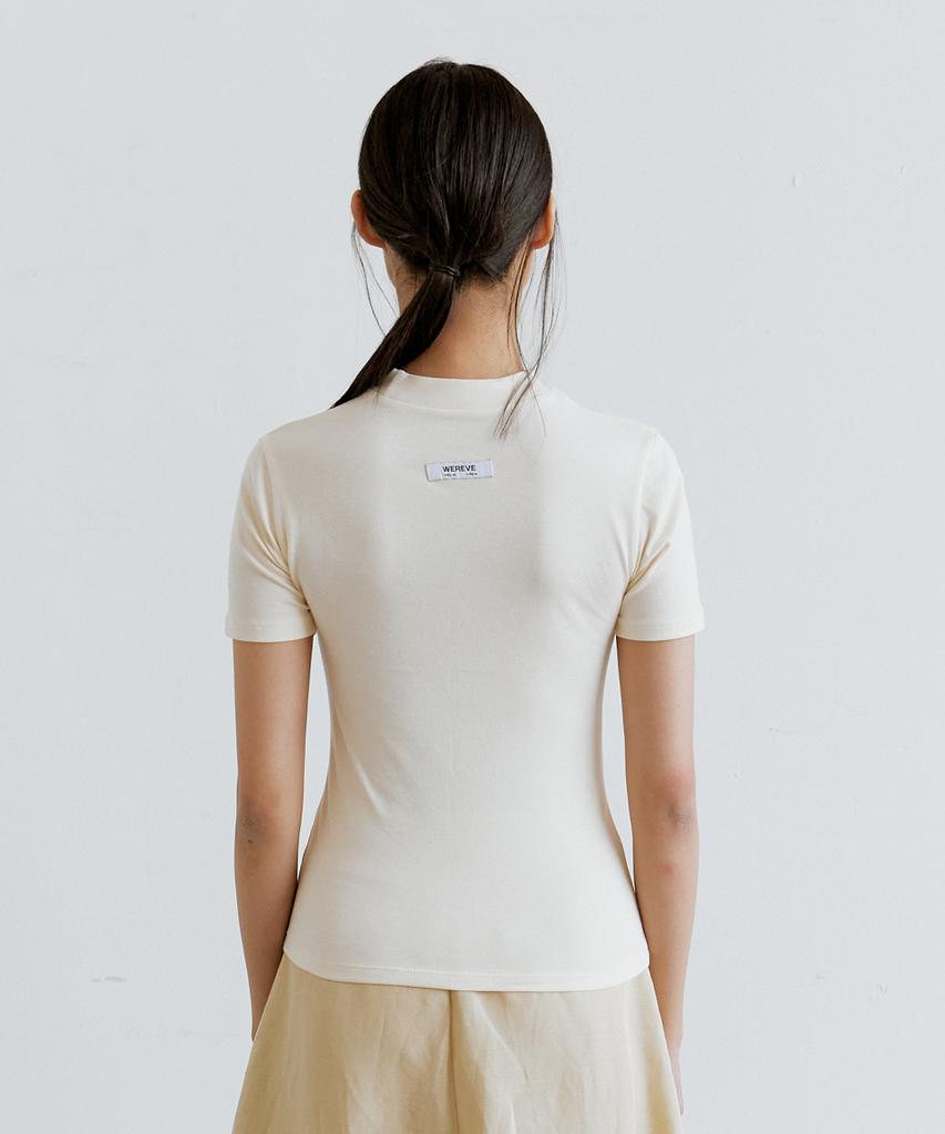 WEREVE Back Label Slim T-Shirt_Cream