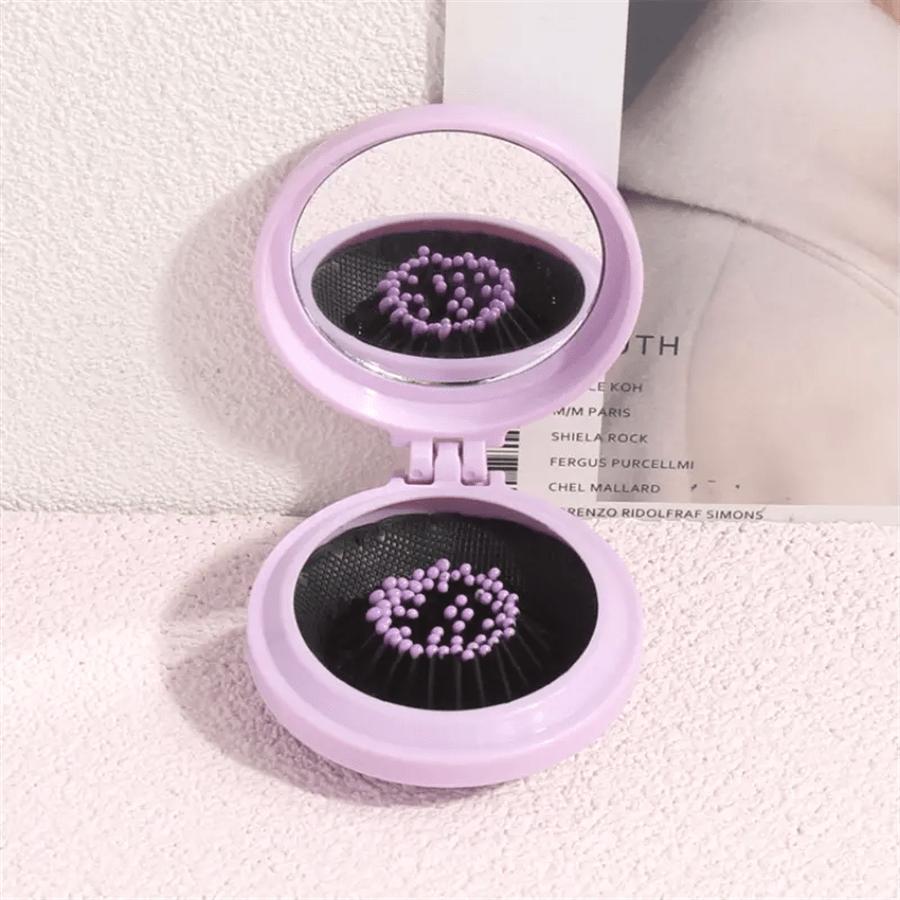 

1 шт. Складное дорожное зеркало Расческа для волос Круглая складная карманного размера Расческа для волос Мини-расческа для волос Компактный дорожный размер Расческа для массажа волос для женщин