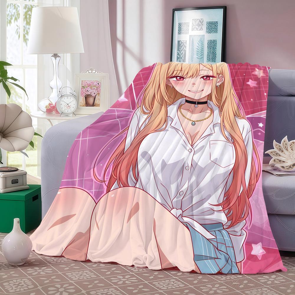 Anime M-My Dress-Up Darling Throw Lightweight 240g Flannel Blanket Soft Skin-friendly for Summer Cooling