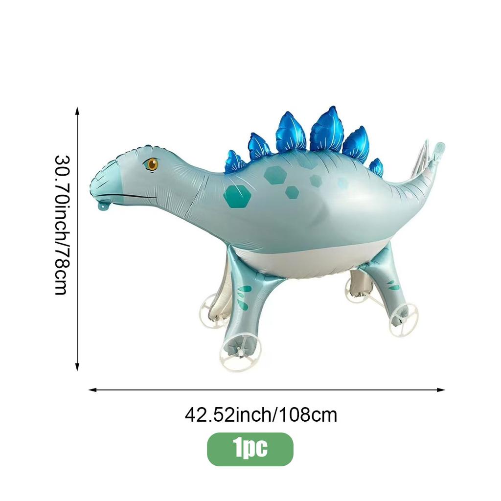 Cartoon Animals Stand Up Aluminum Film Balloons with Wheels Tiger Giraffe Elephant Dinosaur Birthday Party Decoration