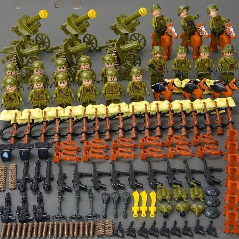 Mini Plastic Toy Assembled Building Blocks Military Base Toy Soldier Weapon Military