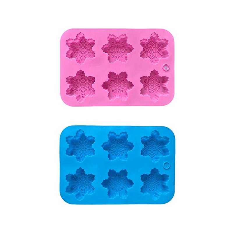 2pcs Creative Practical Random Color Snowflake Shape Silicone Mold Handmade Soap Mold Party Gift