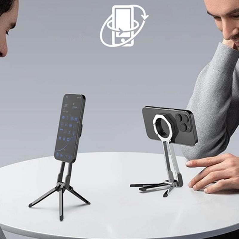 Stabiles Dreieckiges Design Handyhalterung Rack Stütze Magnetfuß 360° Drehung für Videoanrufe Aufnahme Inhaltserstellung